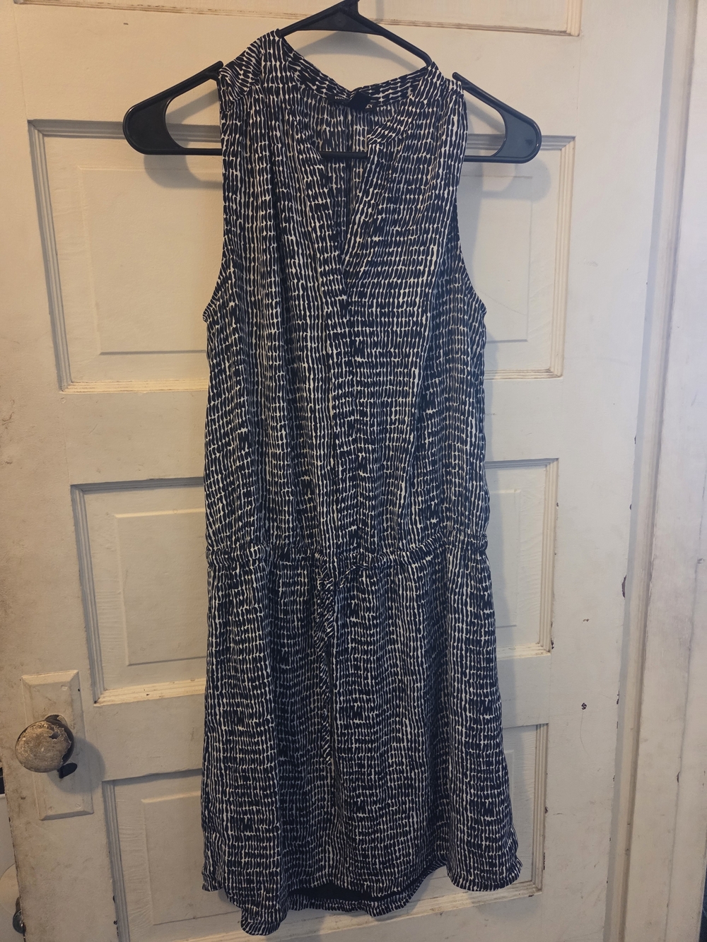 Hilary Radley Navy and White Sleeveless Patterned Dress